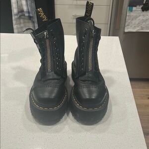 Dr. Martens Black Combat Boots with Yellow Stitching